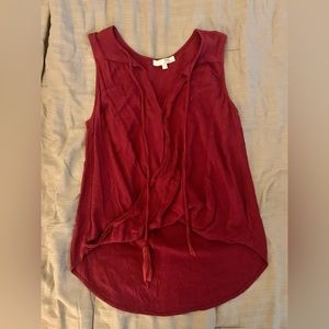 Maroon casual blouse with ties
